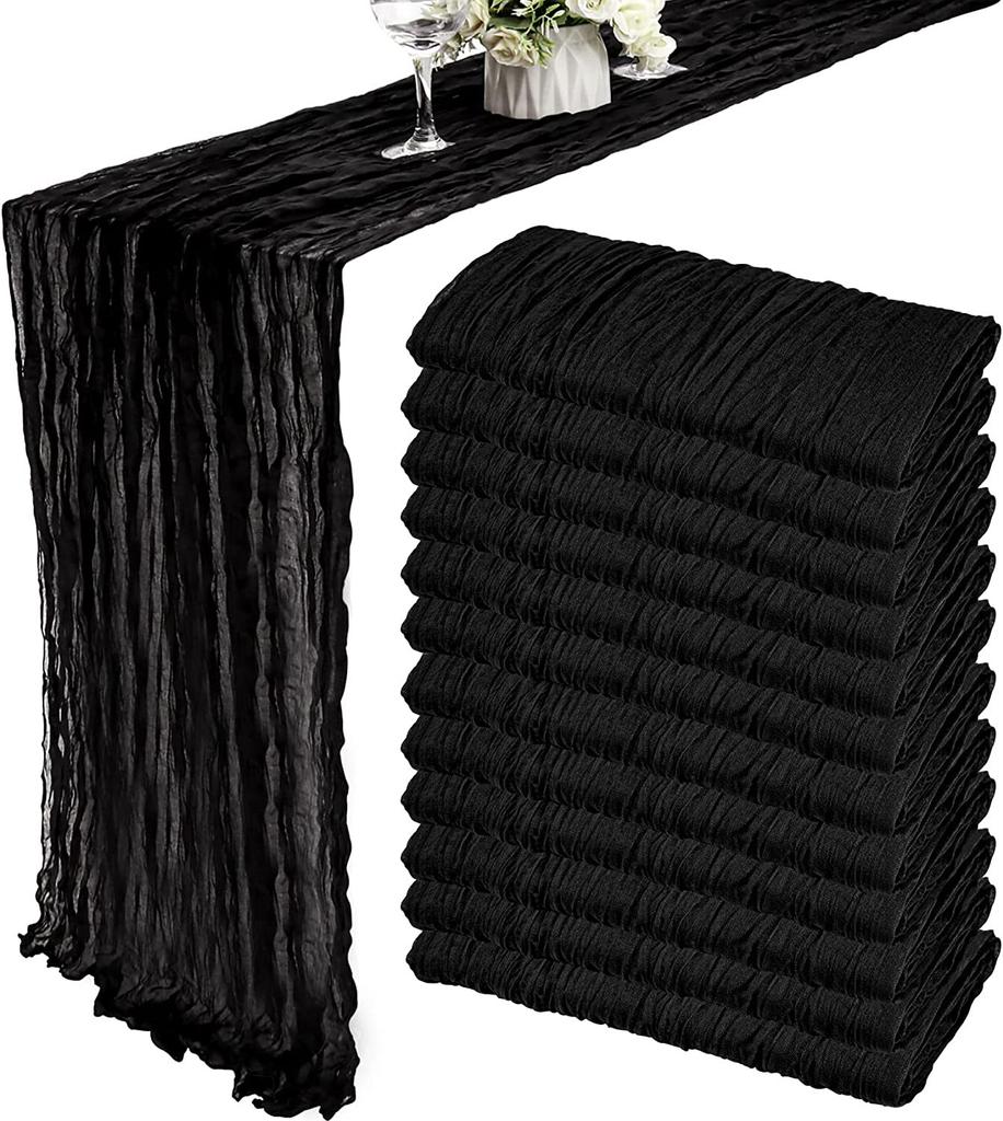 20/10/6Pcs Voile Wedding Decorations Table Runner Rustic Boho Gauze Crepe for Home Birthday Christmas Holiday Bridal Shower