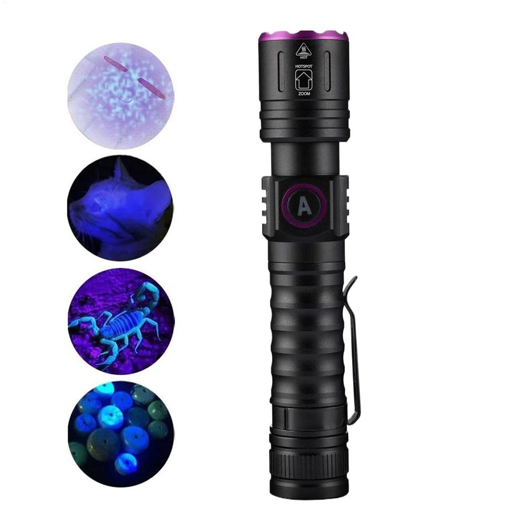 УФ фонарик 395/365 нм перезаряжаемый УФ свет для обнаружения крови, поиска скорпионов, детектор для ремонта шин, фонари для поиска следов в ночное время