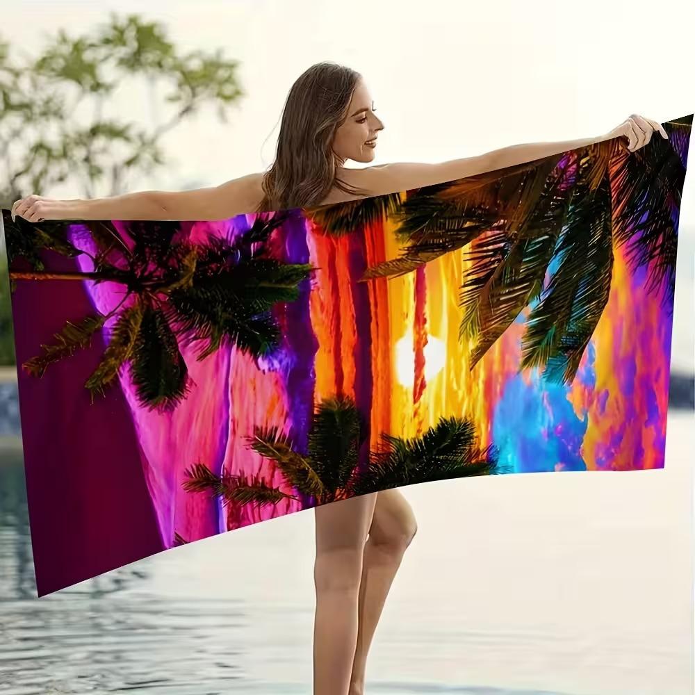 Beach Theme Beach Towel Starfish Shell Printing Microfiber Quick Drying Absorbent Large Bath Towel
