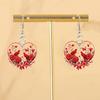 Cross-border Explosion Heart-shaped Bird Earrings Red Flower and Bird-shaped Design Valentine's Day Gift Lobe Earrings