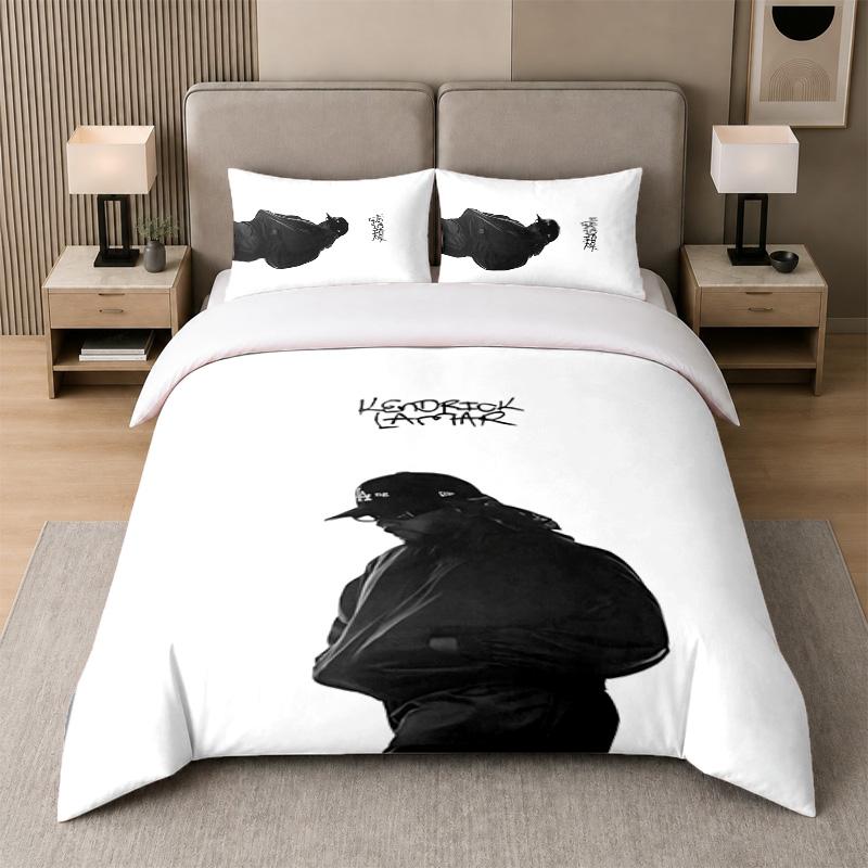 3Pcs Bed Set,Kendrick Lamar 1 Duvet Cover and 2 Pillowcases, Printed Bedding Decor For Guest Room