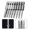 8Pcs 50mm Magnetic Screwdriver Bit Set 1/4 Hex Shank Five-Point Torx Screwdriver Bits T8/T10/T15/T20/T25/T27/T30/T40 Screw Drive