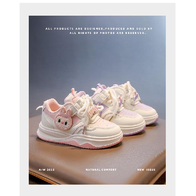 Children's Sports Shoes Girls' Board Shoes New Spring and Autumn Soft Sole Cartoon White Shoes Non-Slip Breathable Casual Shoes