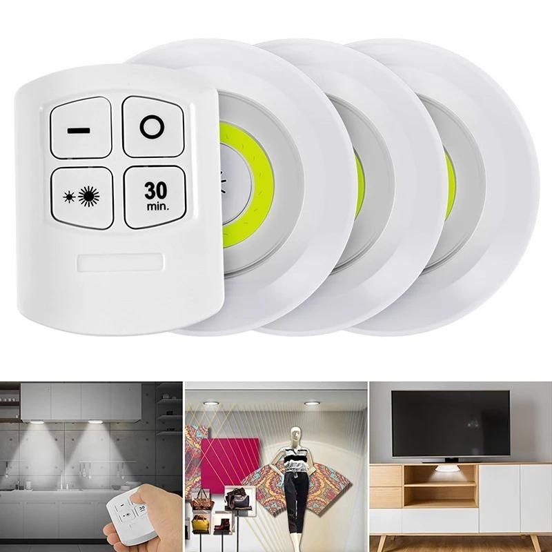 10W LED Under Counter Lights COB Light Battery Powered with Remote Control for Under Cabinet Closet Bedroom Kitchen Lighting