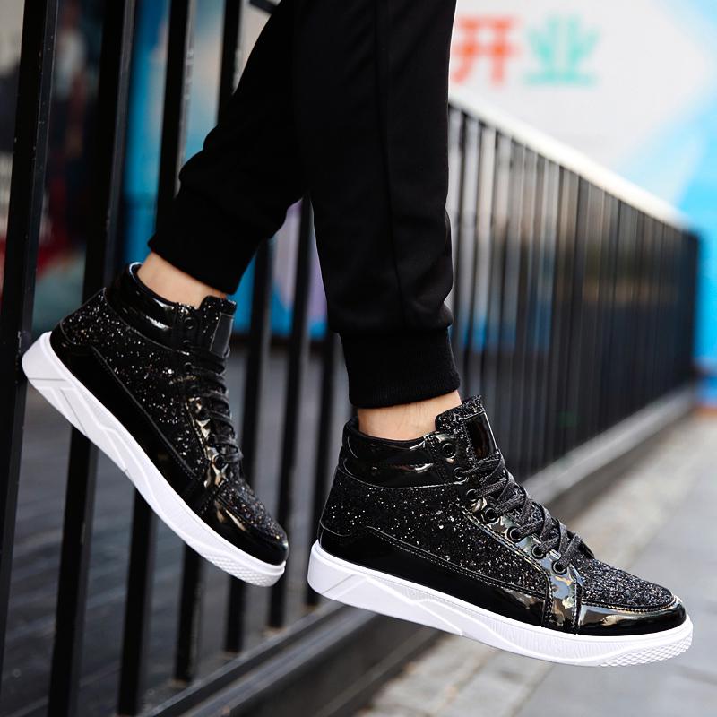 MCTIN Couples Casual Shoes for Women Sequin Platform Sneakers Men's High-tops Walking Shoes