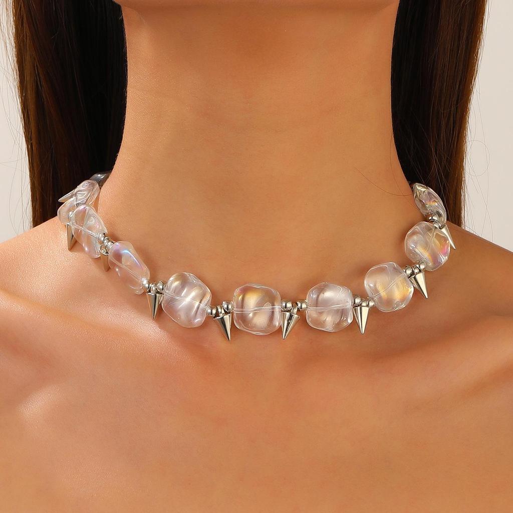 Punk Rivet Cross Clavicle Chain Choker Necklace for Men & Women