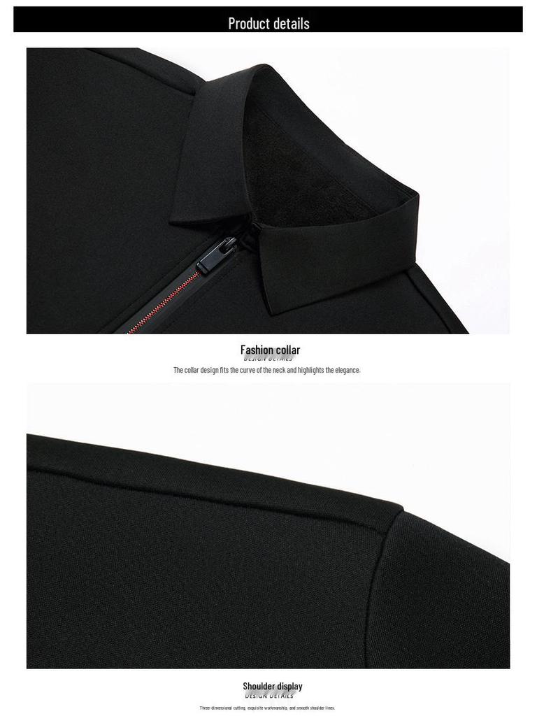 Мужская рубашка поло с длинным рукавом и молнией до середины - Повседневный отложной воротник для среднего и молодого возраста