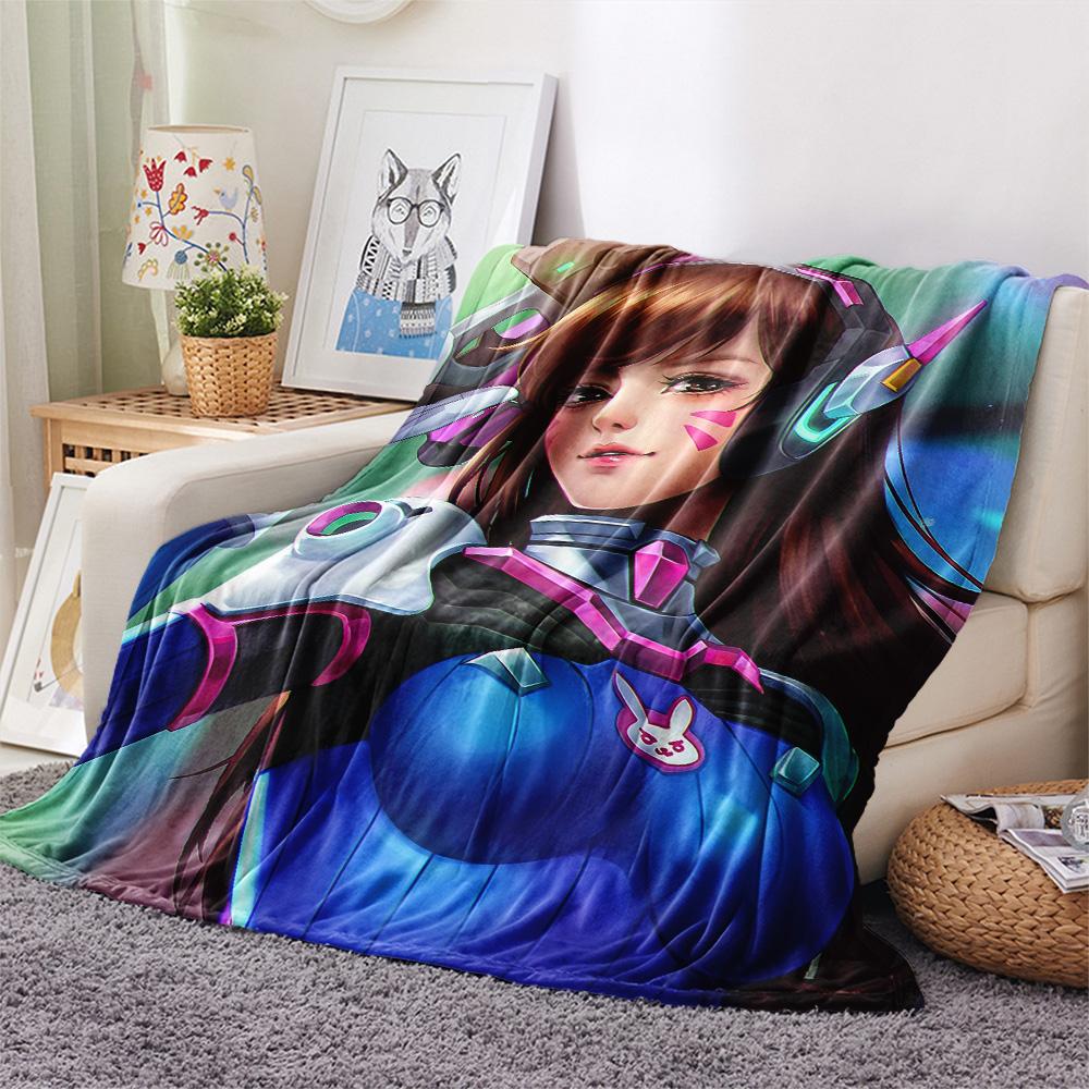 Фланелевое одеяло с принтом D.Va, Высококачественное, Удобное для всех сезонов, Декор для дома, Тепло и уют
