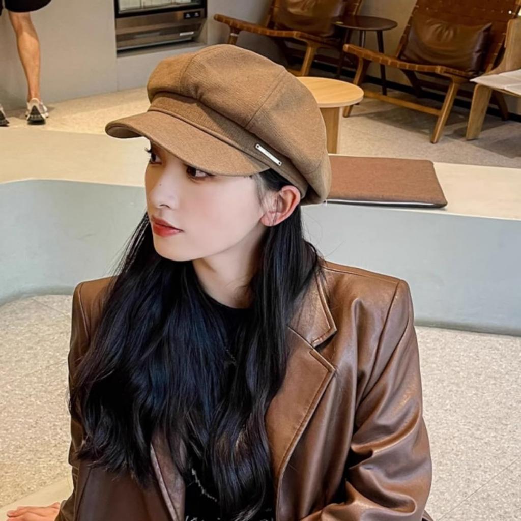 Кепка-ньюсбой на осень и холод, украшенная металлической охотничьей кепкой, для женщин и УФ делает лицо [Qzkouma] кепка, шляпа, кепка, зима, защита,