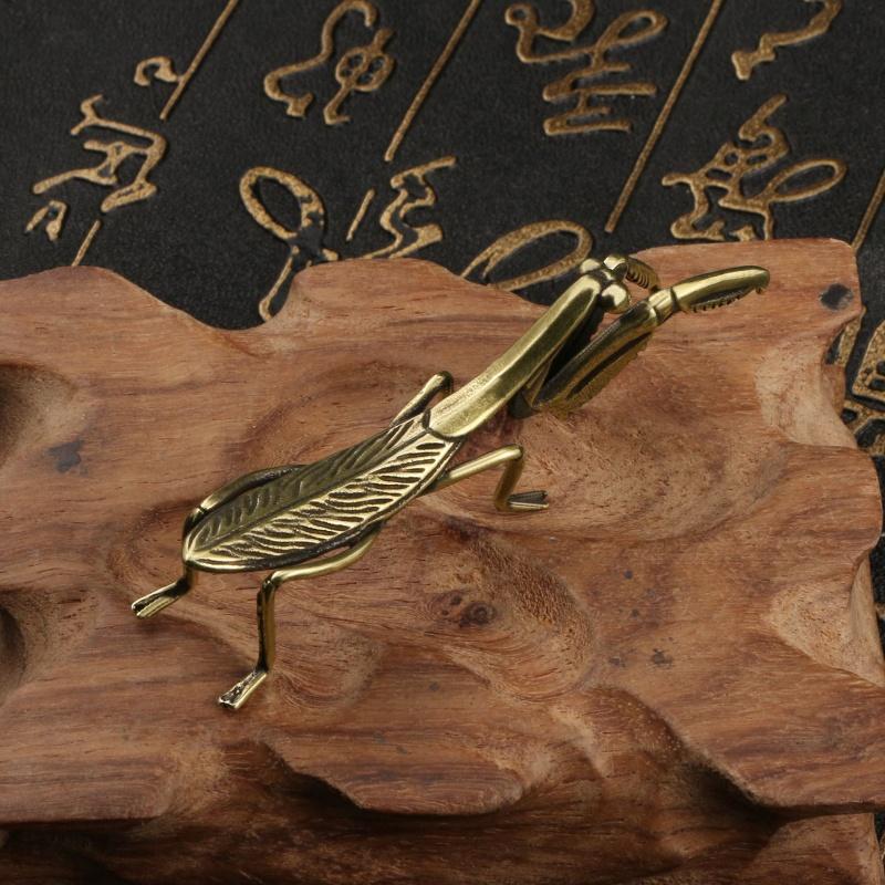 Имитация латунного украшения «Богомол», антикварные фигурки насекомых, миниатюрные украшения для стола, предметы коллекционирования в стиле «чай для питомцев» по фен-шуй