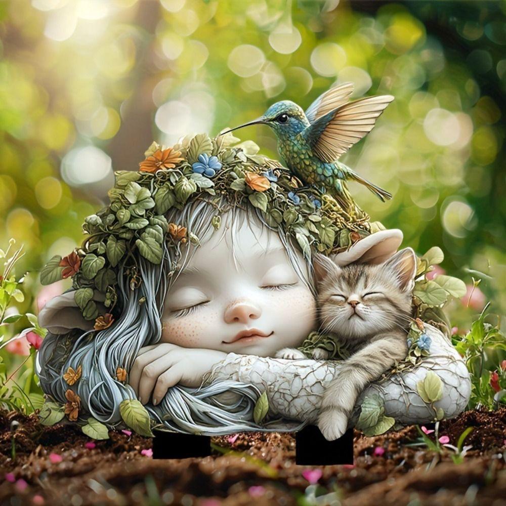 Искусственная скульптура для сказочного сада, акриловый садовый колышек, статуя, садовые напольные колышки, двор