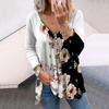 Women Autumn Floral Red and Vibrant Roses Printed Long Sleeve T-Shirts Loose V-Neck Plus Size Tee Shirt Tops Comfy Blouse