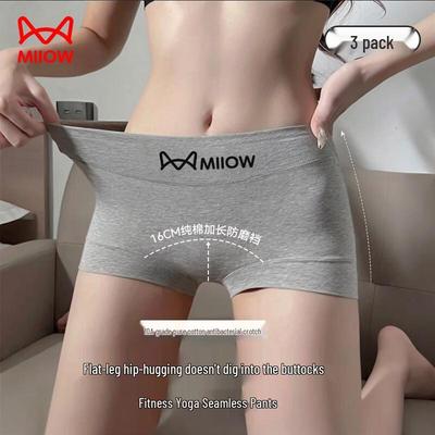 MaoRen Женские хлопковые бесшовные антибактериальные трусы-боксеры большого размера, 3 шт.