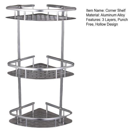 Wall Mount Corner Shelf 3 Layers Triangle Punch Free Hollow Drain Bathroom Shower Shampoo Storage Rack Holder Organizer Bathroom Supplies