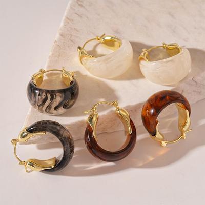 Серьги-каффы из омбре смолы в форме U-образной корзины - Минималистичный геометрический стиль для женщин