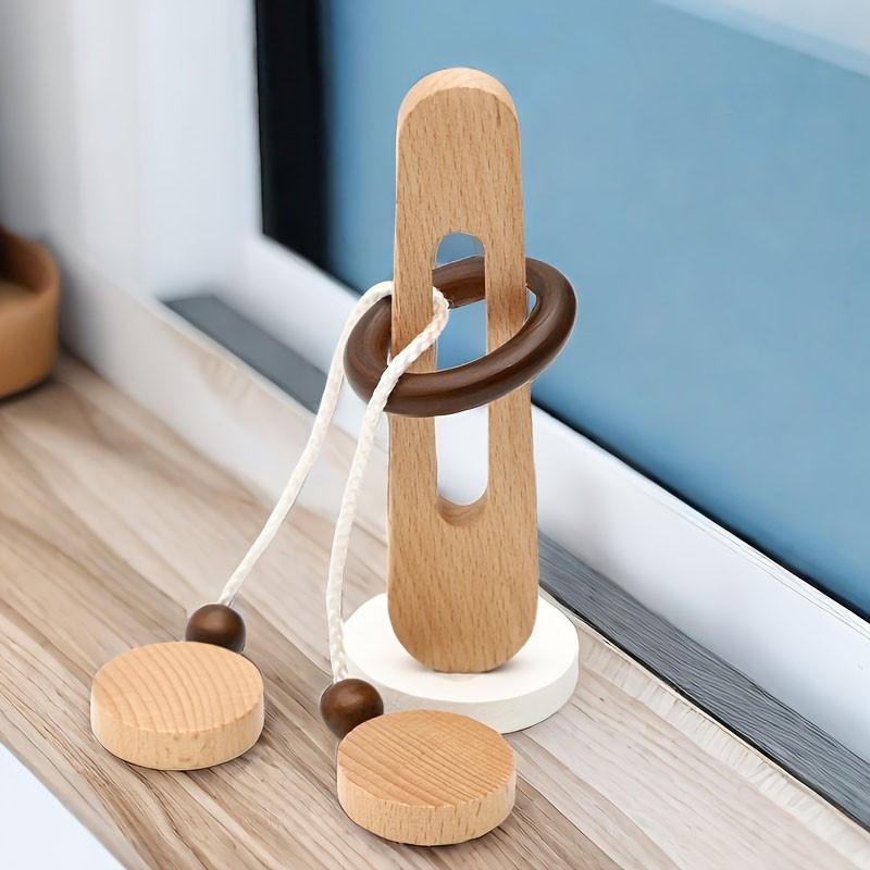 Игра-открывалка из деревянных колец, классическая головоломка Magic Ring Escape, интеллектуальная игрушка Kongming Lock Luban Lock