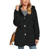 Fleece Jackets for Women Oversized Button Down Fuzzy Hooded Coat Casual Long Sherpa Outerwear with Pockets