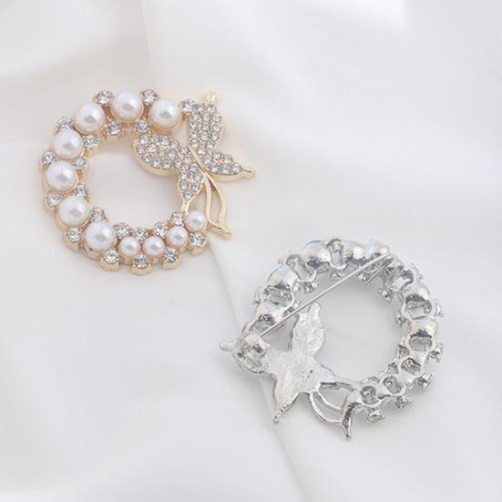 Ladies Butterfly Brooch Pin Rhinestone Faux Pearl Butterfly Brooch Lapel Brooch Pin