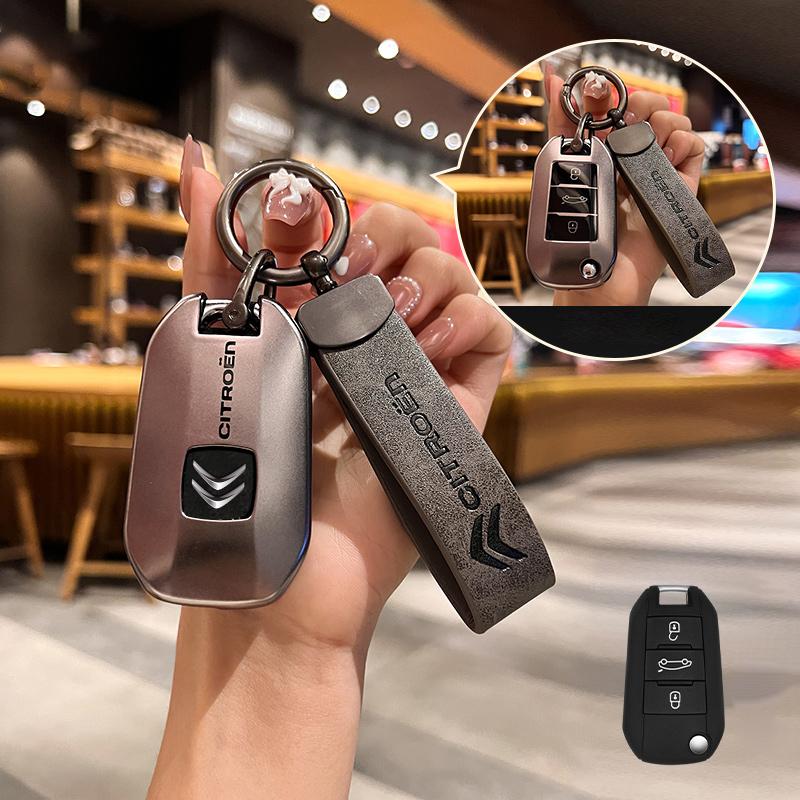 AABFE1 New TPU Car Car Flip Floding Key Case Cover Key Protector With Logo For Citroen C3 C4 CACTUS C6 C8 Auto Styling Accessories