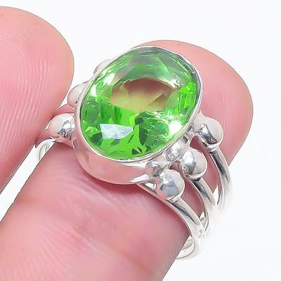 Натуральный цаворит, ручная работа, ювелирное изделие из стерлингового серебра 925 пробы, кольцо, размер 6 h0A50