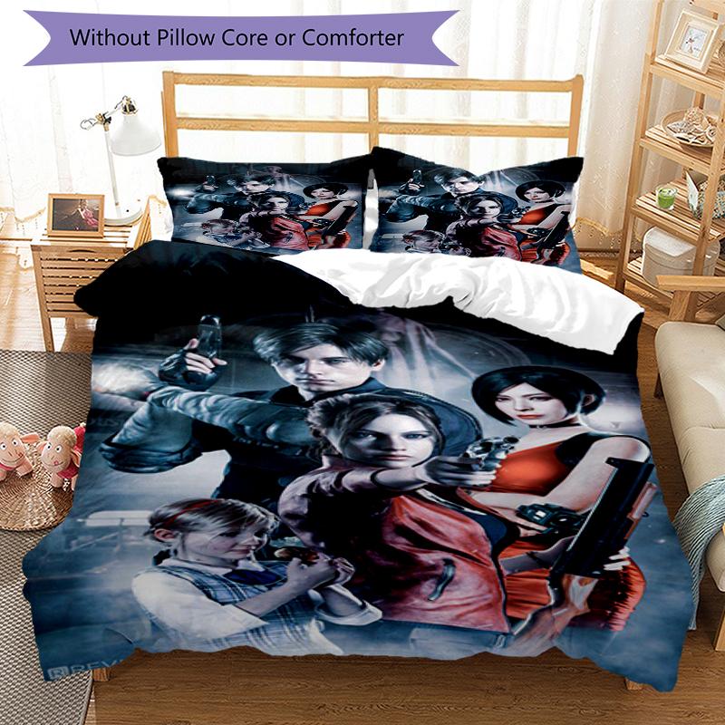 Alien Invasion Design Bed Bedding Set 1 Duvet Cover + 2 Pillowcases Soft Breathable Household Bed Linens