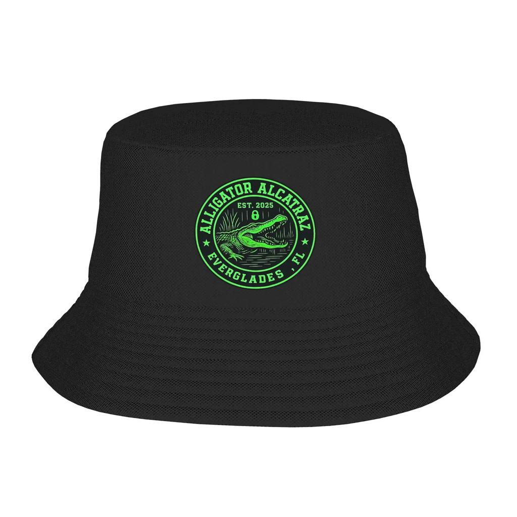 Alcatraz of Alligators Funny Animal Bucket Hat For Unisex Women  Fisherman Hats Korean Beach Travel Caps Soft Fold Outdoor Sun Hats