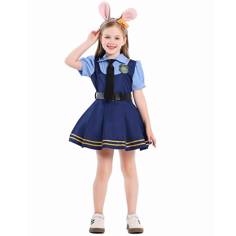 Kids Police Cosplay Costume Boys Girls Halloween Fantasy Disguise Outfits Children's Day School Stage Performance Set Hot Sales