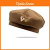 Metal Love Embellished Beret Solid Color Winter Octagonal Hat Activities Outdoor
