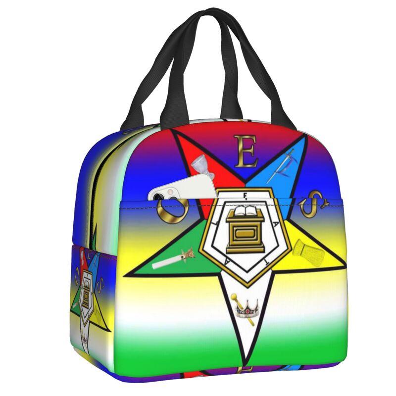 Custom OES Order Of The Eastern Star Thermal Insulated Lunch Bags Woman Portable Lunch Container for Work School Travel Food Box