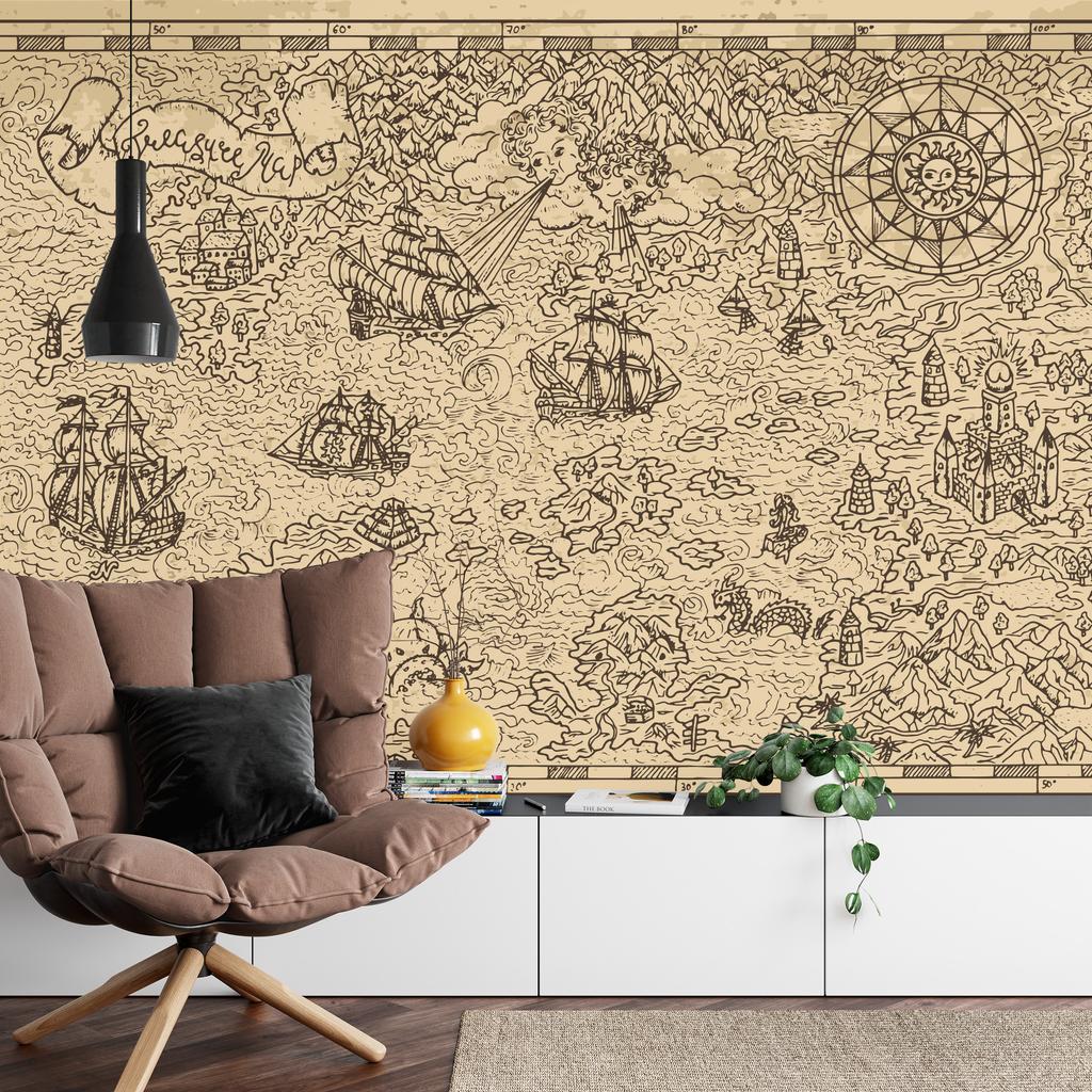 Photomural Treasure Map Washable Fleece 400x280