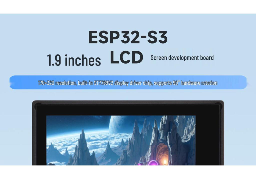 ESP32-S3 Development Board with 1.9-Inch 262K Color LCD and 90° Rotation Support