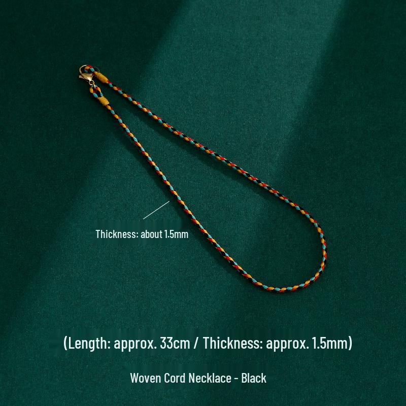 Плетеное колье ручной работы: Красочный мягкий веревочный шнурок и женская ключичная цепочка с подвеской