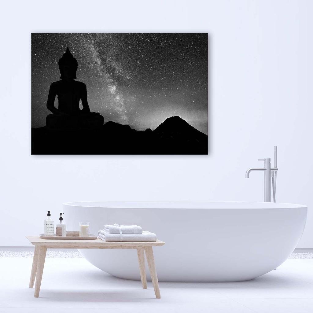 Canvas print, Buddha aurora borealis landscape