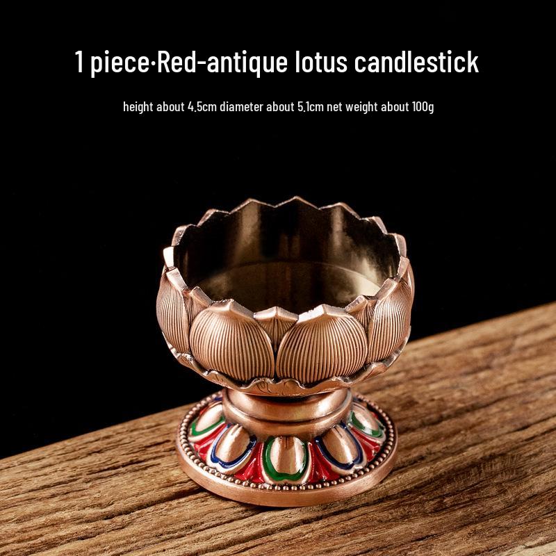 Полностью металлический набор подсвечников-лотосов для буддийских подношений