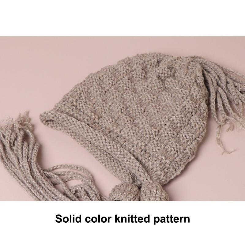 1 шт. Вязаная крючком цветная шапка для женщин, зимняя, вязаная шапка-бини с ушками, кисточкой, помпоном