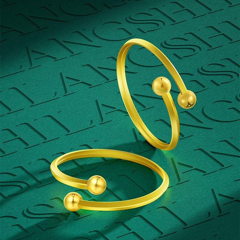 Beautiful Vintage Copper Gold Plated Bead Ring For Women Adjustable Fashion Statement Piece