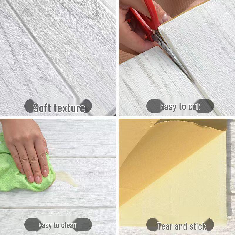 Самоклеящиеся настенные стикеры 3D под дерево: Мягкие, противоударные обои для декора спальни