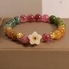 Colorful Tourmaline Peach Blossom Bracelet - Women's Niche Luxury, Ideal Birthday Gift for Girlfriends