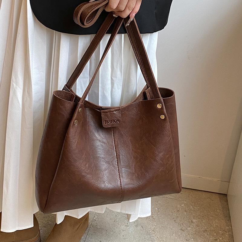 Сумка-тоут в стиле ретро, вместительная, для поездок на работу, сумка-тоут в новом стиле, с текстурой Майяра, свободная сумка через плечо