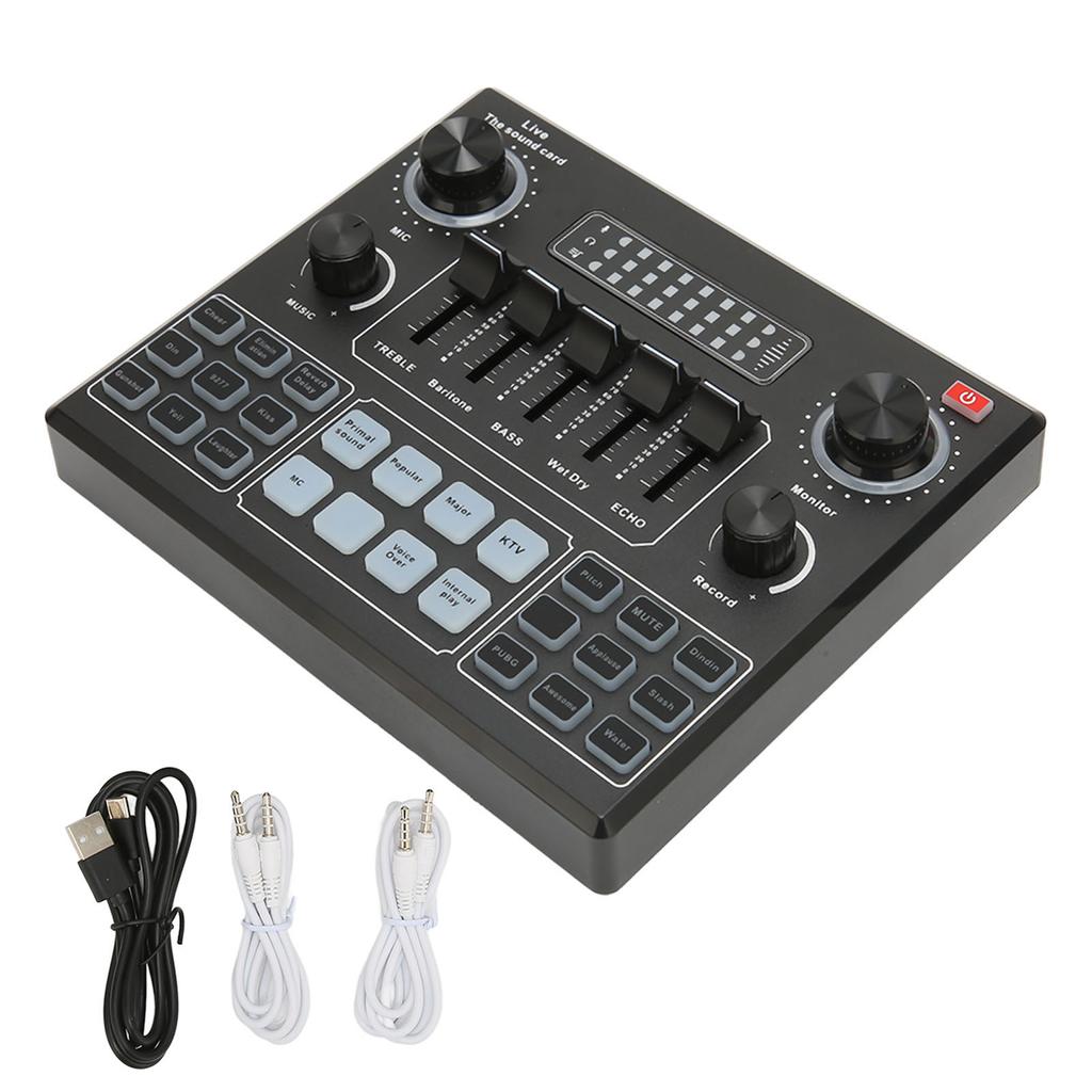 Live Sound Card Multiple Sound Effects Voice Changing External Mini Sound Mixer Board for Live