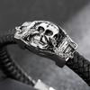 Кожаные браслеты в стиле панк-рок с черепом для мужчин, ювелирные изделия из нержавеющей стали 316L, аксессуары на руку Mannen