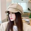 Hats for Women In Autumn and Winter New High End Metal Letter Mark Octagonal Hat Japanese Casual Literary Retro Newspaper Hat