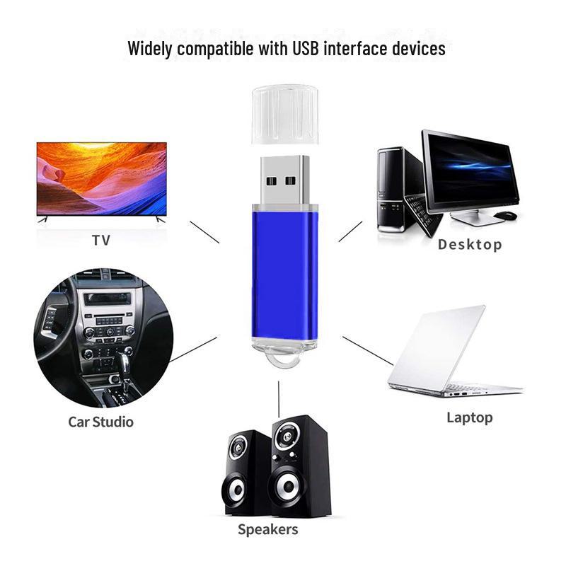 Компактный металлический USB-флеш-накопитель с белой крышкой - 128 ГБ, 64 ГБ, 32 ГБ, 16 ГБ, 8 ГБ, 4 ГБ - совместим с автомобильной аудиосистемой и телевизором