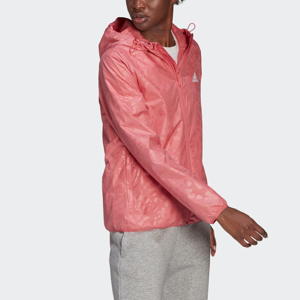 Adidas Приталенная куртка с капюшоном с цветочным принтом, женская верхняя одежда, пурпурный GQ0617