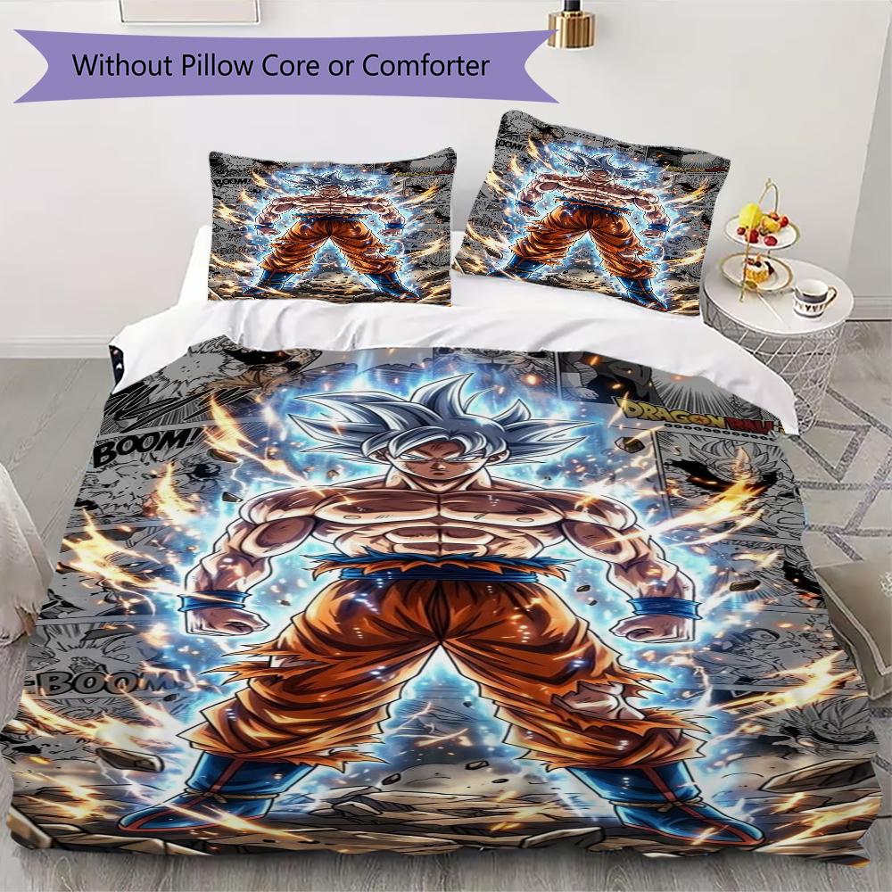 Goku Dragon Ball Threepiece Set 1 Duvet Cover 2 Pillowcase Without Core Without Core Bedding Set Soft And Comfortable