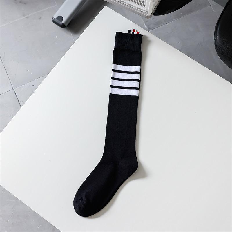 AMUSIVE Asymmetrical Striped Spring & Autumn Knee-Length Socks for Women