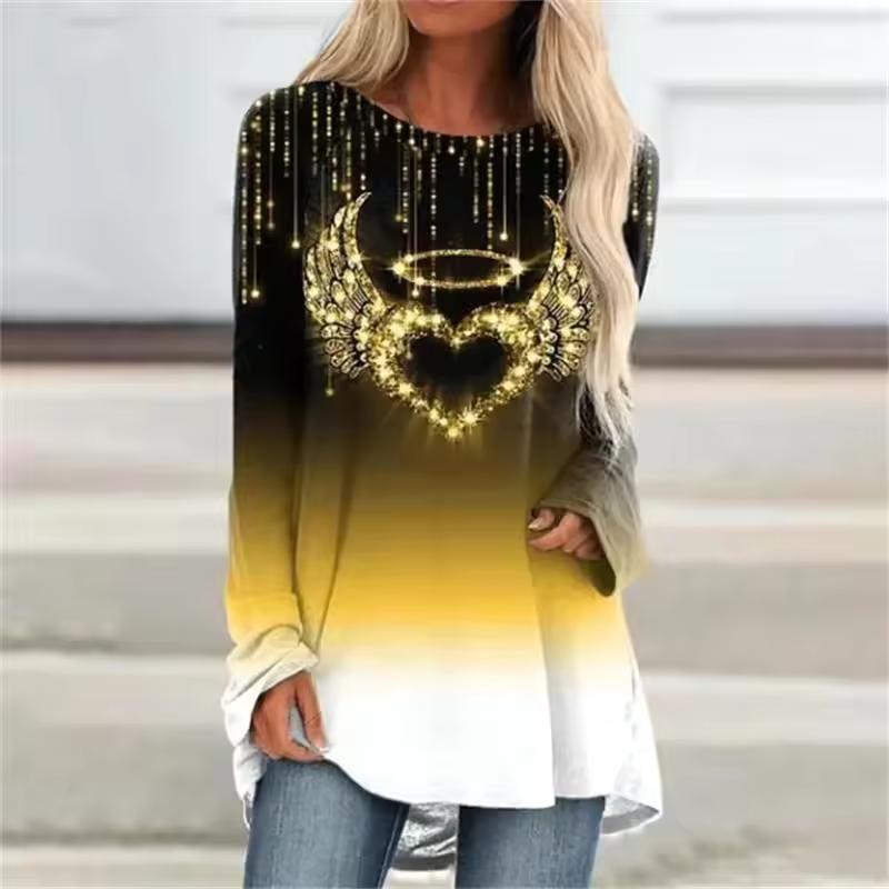 Women Winter And Autumn S5xl Clothes Casual Long Sleeve Tops Ladies 3d Printed Shirts Loose Tunic Tshirts Pullover Blouses