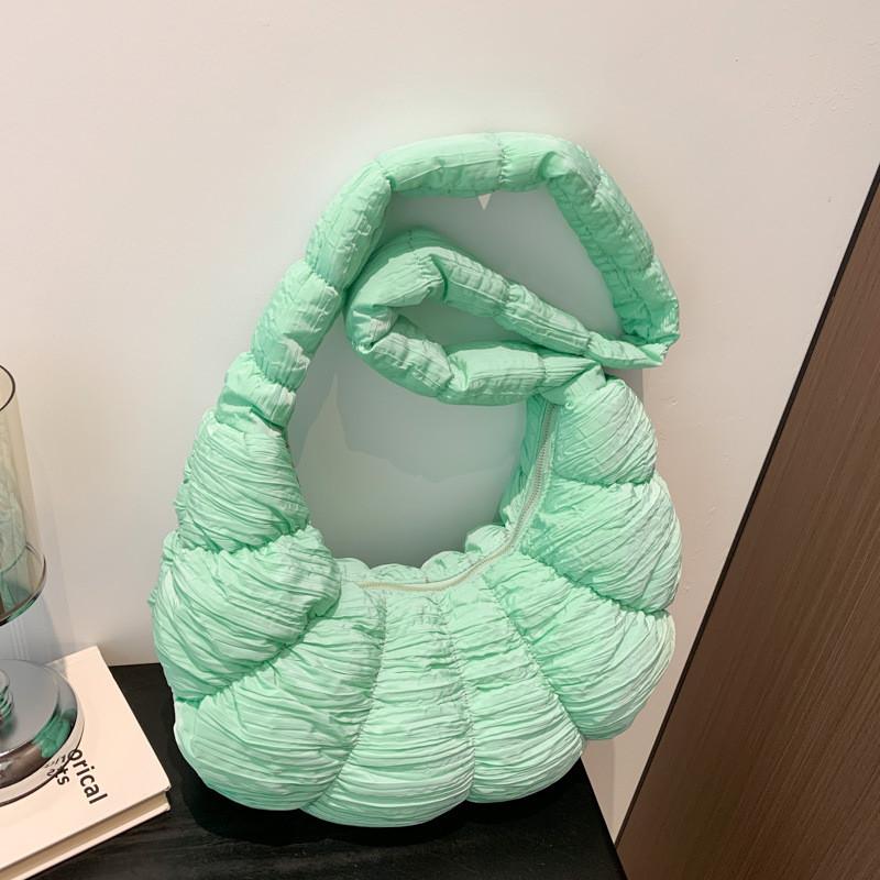 Soft Cotton Duffle Bag With Puffed Pattern And Single Strap For Casual Outings