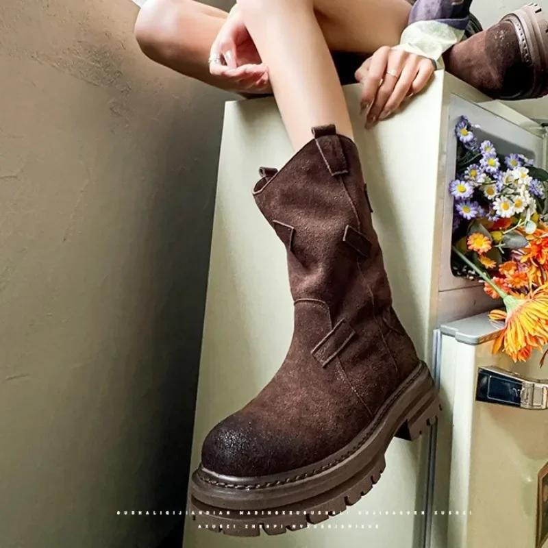 Модные женские ботинки 2024 года, уличные ботинки с межподошвой, противоскользящие, износостойкие, ветрозащитные, на толстой подошве, удобные, короткие, в стиле ретро, ботильоны