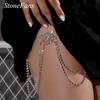 Stonefans Fashion Christmas Snowflake Thigh Chain Jewelry Crystal Adjustable Glitter Garters Kawaii Leg Accessories Waist Gift